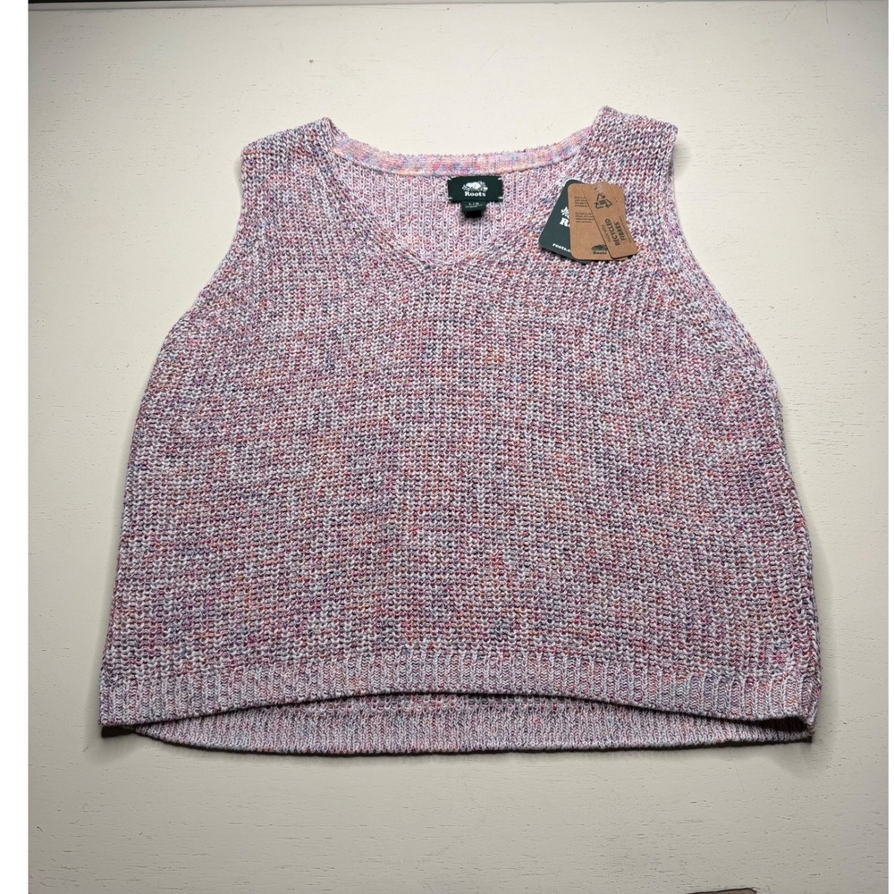 ROOTS Nahanni Crop Tank Multi-Color Knit Space Dye‎ Women's Large NEW